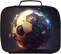 Cool Burning Soccer Surrounded Shattered Glass Lunch Box for Kids School... - $37.50