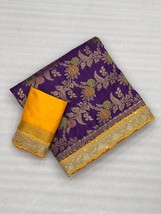 Luxurious Dolla Silk Saree: Exquisite Embroidery Sequin Work Border, Zari Weavin - £89.58 GBP
