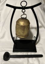 Tibetan Mediation Metal Chinese Temple Gong Bell Metal Stand - £30.85 GBP