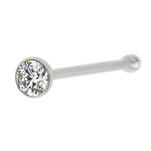 SwaraEcom White Gold Plated Round Clear CZ Solitaire Bone Nose Ring Pin Stud Wom - $29.99