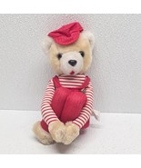 Knee Hugger Tan Bear Vintage Plush Red Overalls Hat Stuffed Animal Strip... - $415.43 MXN