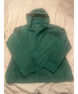 LL Bean Womens Large Hooded Jacket Green Windbreaker Light Packable Hood - $532.03 MXN