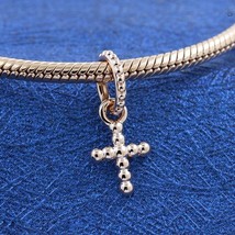 2021 Spring Release Rose Gold Rose™ Beaded Cross Dangle Charm Pendant Charm  - $14.80