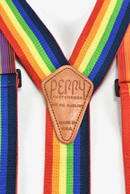 Vintage Rainbow Suspenders Perry Belt Wide Band USA Mork LGBTQ Gay Pride Clown - £31.64 GBP