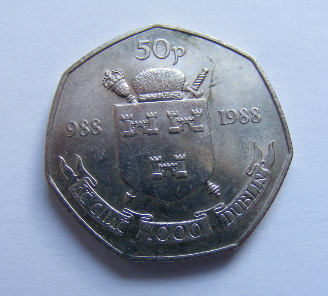 Ireland 1988 Fifty Pence Irish 50p Dublin Millennium Commemorative Mint Luster - £9.42 GBP