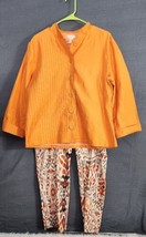 Chicos Tangerine Orange Textured  Open Front Light Topper Jacket Only Sz 2 L - £18.83 GBP