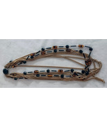 6 strand necklace with black and amber glass beads 22-inches long unhooked - £15.80 GBP