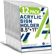 Aheroi 12 Pcs Acrylic Sign Holder 8.5 X 11, Clear Sign Holder Plastic Sign - £29.90 GBP