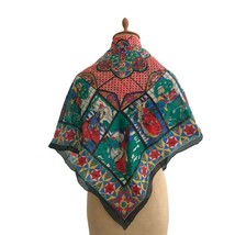 Women&#39;s Silk Renaissance Lady Geometric Pattern Multi-Color Scarf Square - £16.20 GBP