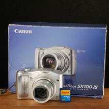 Canon Power Shot SX100 Is 8MP 10X Zoom Camera Silver *GOOD/TESTED* W Box - £71.40 GBP