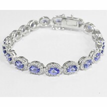 20 Ct Lab Created Tanzanite &amp; Diamond 14K White Gold Plated Tennis Brace... - $2,785.37 MXN