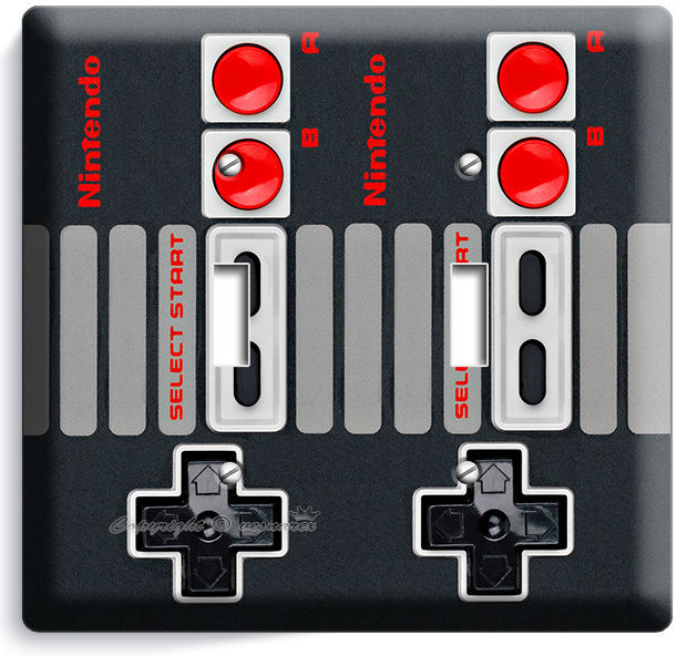 VIDEO GAME CONTROLLER CLASSIC NINTENDO DOUBLE LIGHT SWITCH WALL COVER ROOM DECOR
