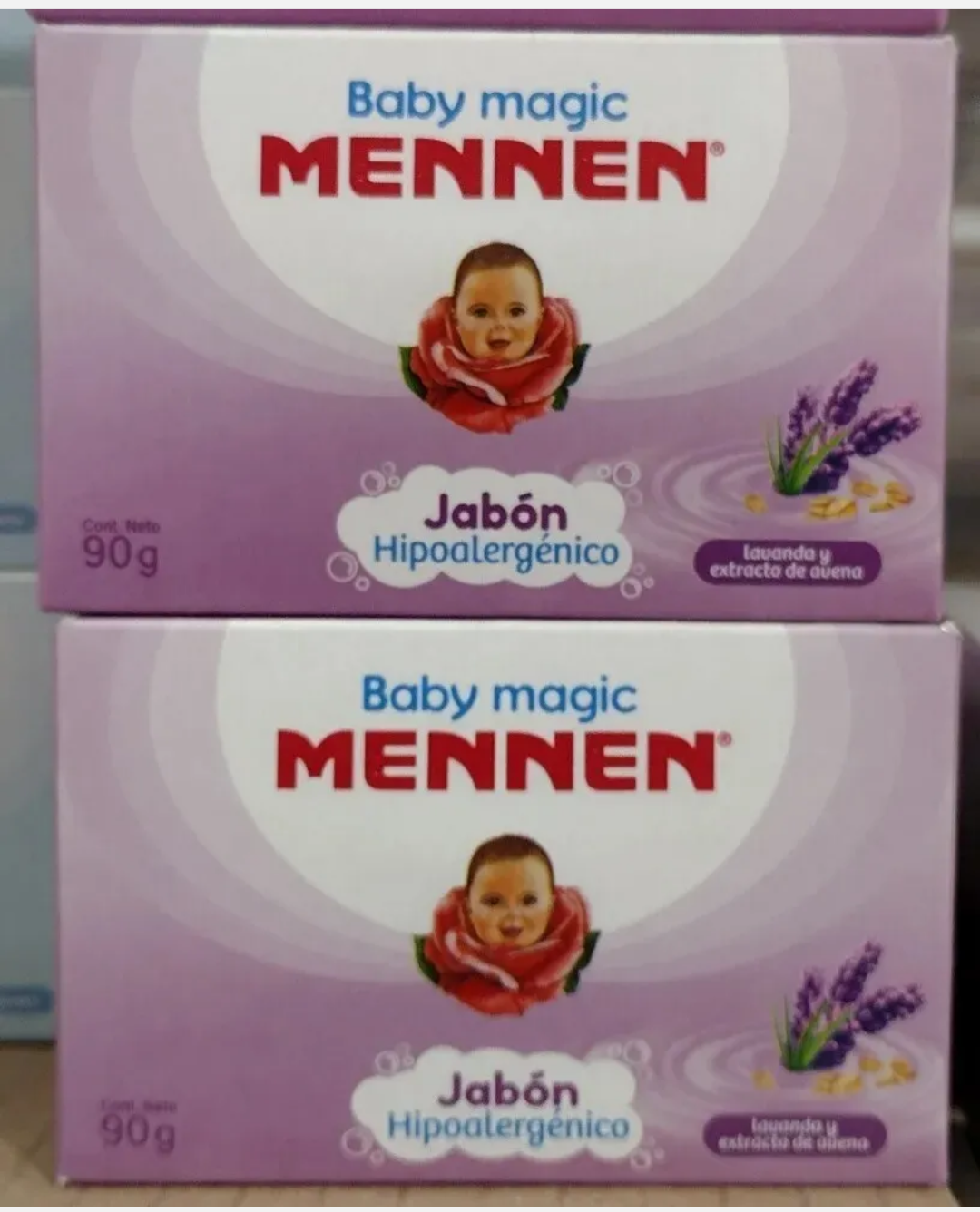 2X BABY MAGIC MENNEN JABON BEBE LAVANDA Y AVENA / LAVENDER BABY SOAP 2 o... - $12.59