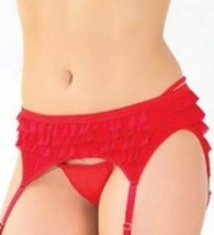 La Petite by Coquette Red ruffled garter belt Set One Size XL Style 1014 - $300.77 MXN