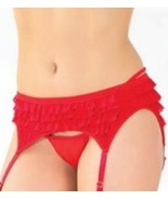 La Petite by Coquette Red ruffled garter belt Set One Size XL Style 1014 - $21.65 CAD