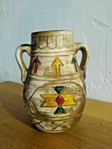 Vintage Tourist Pottery Vase Native Indian Symbols - £12.77 GBP