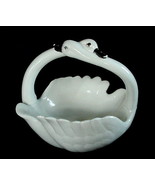 Vintage Porcelain Pottery Intertwined Swans Handle Swan Dish GREAT DETAIL - £7.11 GBP