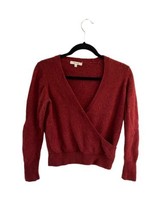 MADEWELL Maroon Red Wrap-Front Pullover Sweater Coziest Yarn $79 Womens XS - £14.34 GBP