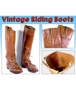 50% PRICE DROP: Cognac Leather Women&#39;s Riding Boots, 1960&#39;s, Size 8, Wid... - £40.36 GBP