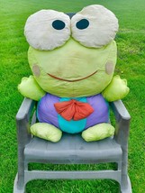 Vintage Sanrio 26&quot; Keroppi Nylon Plush Stuffed Animal Frog 1990s Store Display - £104.23 GBP