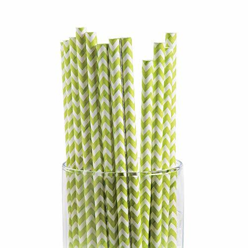 Fun Express - Lime Green Chevron Paper Straws (2dz) - Party Supplies - D... - $6.75