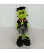 Halloween Sitting Frankenstein Plush Long Legs Weighted Tush Green Decor... - $19.35