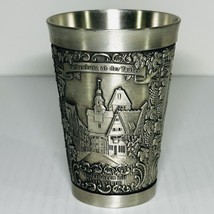 Original Zinn-Becker Stuttgart Pewter Mug With 3 Embossed Building Scenes - $19.80