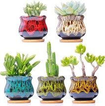 Cute Ceramic Succulent Garden Pots, Planter With Drainage And Attached, ... - £25.95 GBP