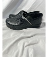 Dansko embossed Clogs Size 39 Black Leather Floral - $35.74