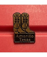 Amarillo Texas Cowboy Boots Gold Tone Black Plastic Lapel Hat Pin Vintag... - $18.42 CAD