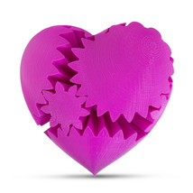 LeLuv Large 3D Printed Heart Gear Twister Brain Teaser Toy Nerd Gift, Pink - £23.59 GBP
