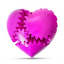 LeLuv GLOSSY Heart Gear 3D Printed Brain Teaser Toy Love Nerd Gift, Large Pink - £23.58 GBP