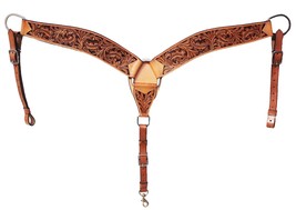 Western Horse Hand Tooled Leather Contoured Breast Collar 55BreastCollar - $74.99