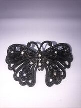 Vintage Metal  Silver Colored Butterfly Barrette/ Gemstones - $14.07