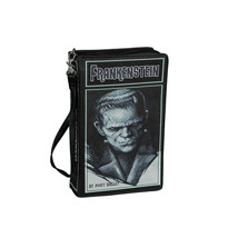 Black Vinyl Frankenstein Book Handbag Clutch Purse Crossbody Bag Mary Shelley - £39.41 GBP