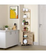 71 Inches Corner Cabinet with Rattan Decorated Doors For Bathroom - Natural - £96.89 GBP