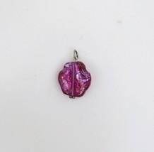Hot Pink Glass Freeform Pendant on Sterling Silver, Handmade, New - $8.95