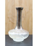 Vtg Metallic Silver Flashed Painted Neck Small Clear Glass Vase - $367.78 MXN