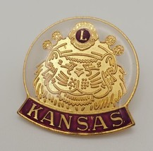 Vintage Lions Club International Kansas Lion Enamel Lapel Vest Hat Pin - £15.41 GBP