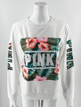 Victorias Secret PINK Sweatshirt Top Size Small White Green Orange Crew ... - £23.53 GBP