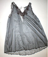 NWT New Designer Josie Natori Silk Womens Sheer Gown Chemise S Gray Lace... - £630.65 GBP