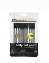 Office Depot Pack of 10 Black Nickel-Silver Ballpoint Pens Medium Ponit 1mm New - £11.64 GBP