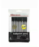Office Depot Pack of 10 Black Nickel-Silver Ballpoint Pens Medium Ponit ... - £11.72 GBP