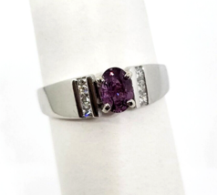1.1ct tw Purple Sapphire &amp; Diamond Platinum Ring, Size 11 - £1,191.04 GBP