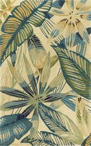 3 X 5 Ivory Or Teal Tropical Leaves Wool Indoor Area Rug - $4,914.46 MXN