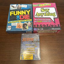 Hasbro Lot Of 3 Family Games Funny Or Die Say Anything &amp; Scene It Movie Pack New - £29.48 GBP