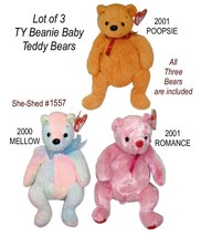 TY Beanie Babies ROMANCE, POOPSIE, MELLOW Vintage Lot of 3 - $19.95