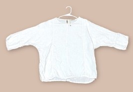 Viola Borghi Blouse Large White 100% Linen Popover Top Made In Italy - £14.45 GBP