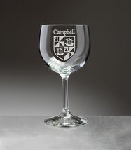 Campbell Irish Coat of Arms Red Wine Glasses - Set of 4 (Sand Etched) - £54.23 GBP