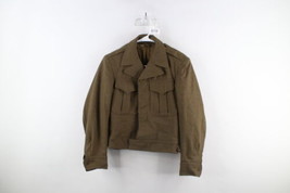 Vintage 40s WWI Mens 32R Faded Wool OD Button Field Bomber Jacket Green USA - £78.80 GBP